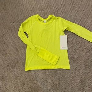 Lululemon Swiftly Tech neon long sleeve top for workout etc.